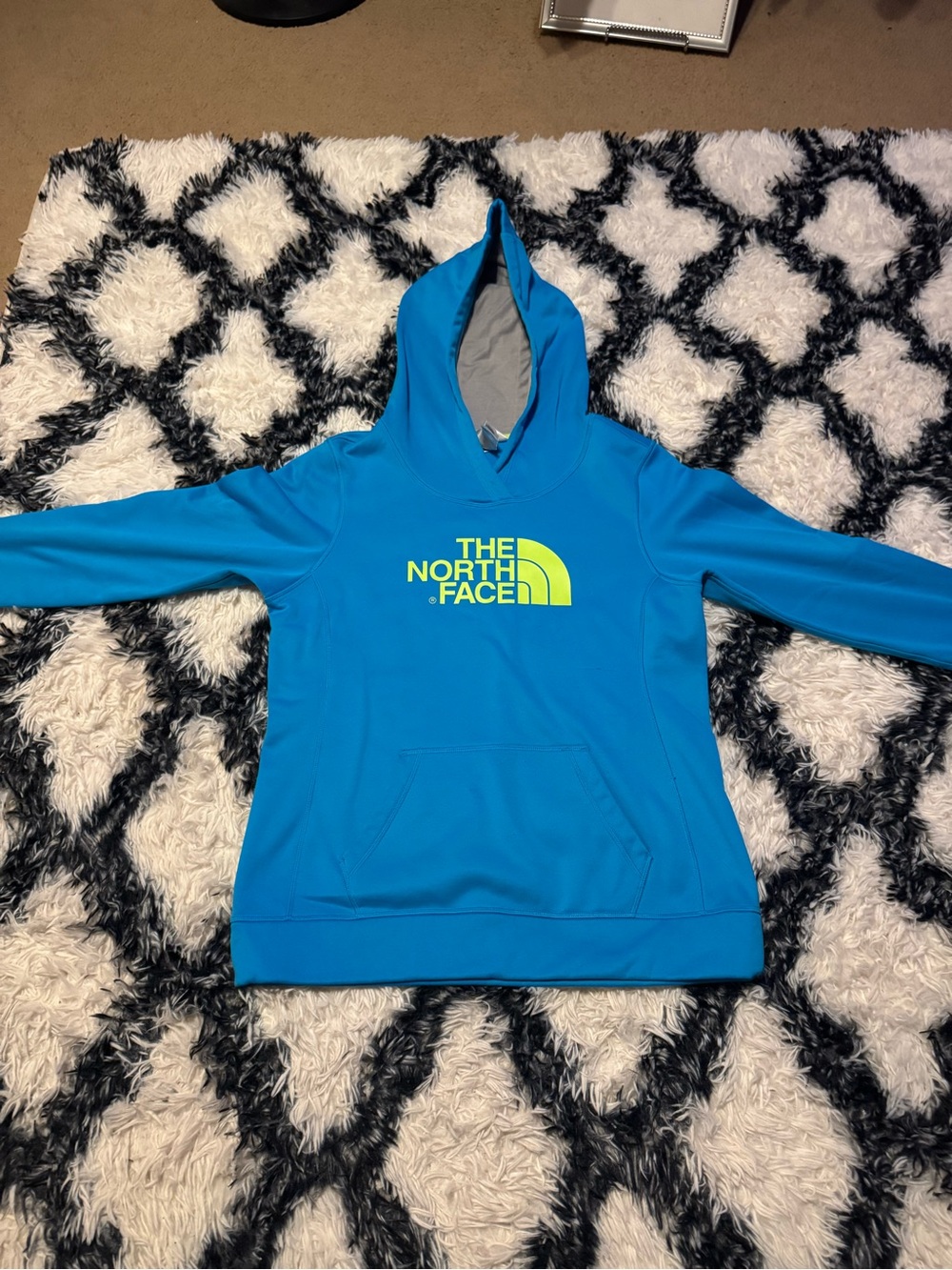 The North Face Kids Blue Hoodie with Yellow Logo